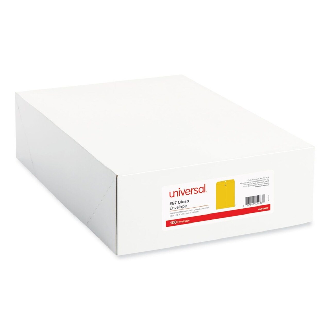 Universal 10 in. x 13 in. 32-lb. #97 Square Flap Kraft Clasp/Gummed Envelope - Brown (100/Box)